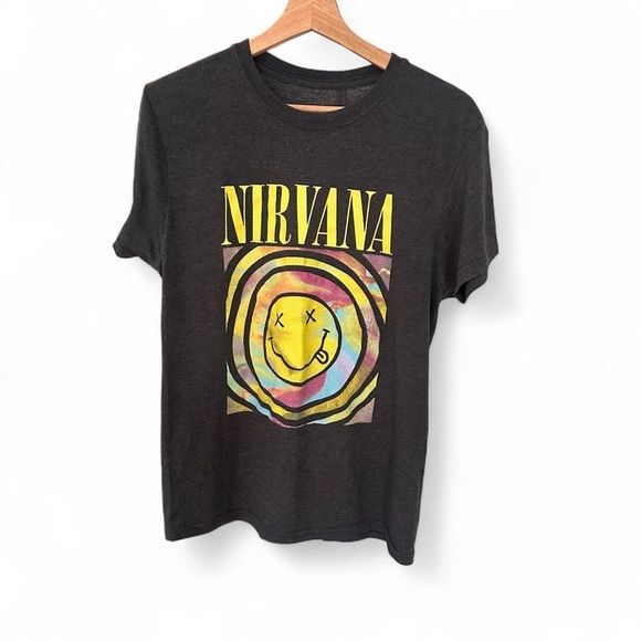 Nirvana Tie-Dye Smiley Face Shirt Medium Vintage Style Grunge Tee - Picture 2 of 6